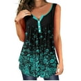 thumbnail image 2 of USSUMA Pleated Flowy Tank Summer Tops for Women 2022 Trendy Floral Print Button Vest Womens Tunic Tops V Neck Basic Shirts Tees Sleeveless Dressy Blouses for Women, 2 of 6