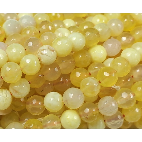 6mm 15.5 Inches Yellow Fire Agate Faceted Round Beads Genuine Gemstone Natural Jewelry Making