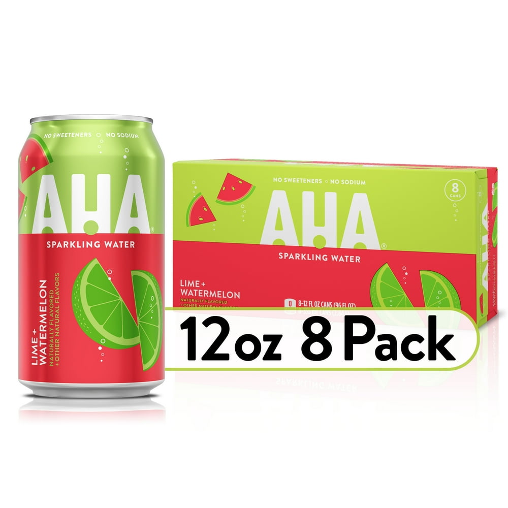 AHA Sparkling Water, Lime Watermelon Flavored Water, Zero Calories