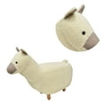 thumbnail image 3 of Benzara BM196590 Grass Mud Horse Shape Wooden Storage Ottoman with Fabric Upholstery, Cream & Brown, 3 of 6