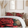 thumbnail image 4 of Ambesonne Leopard Duvet Cover Set, Red Roses Swirls Wild Cat, Calking, Vermilion Caramel Beige, 4 of 6