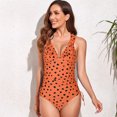 thumbnail image 3 of KAWELL Ruffle One Piece Swimsuits for Women V Neck Ruched Tummy Control Bathing Suits High Cut Monokini, 3 of 5