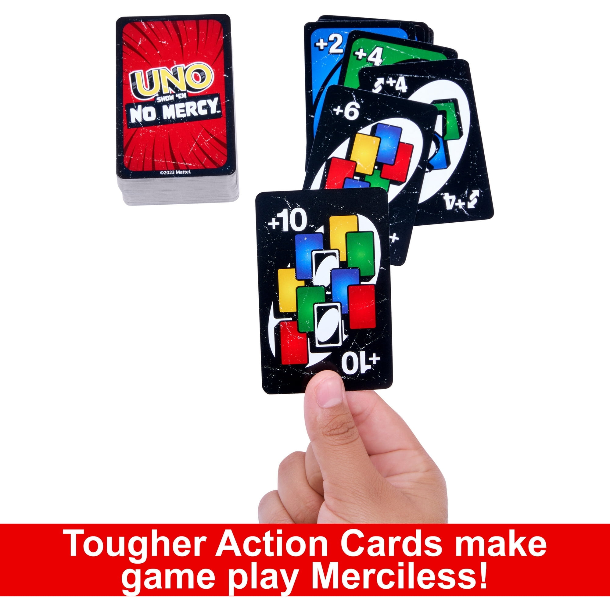 UNO on X: Brutal. Ruthless. Unapologetic. Introducing UNO Show 'Em No Mercy  with tougher rules and stiffer penalties making THIS the most ruthless game  of UNO yet. Get yours now @Walmart.  /