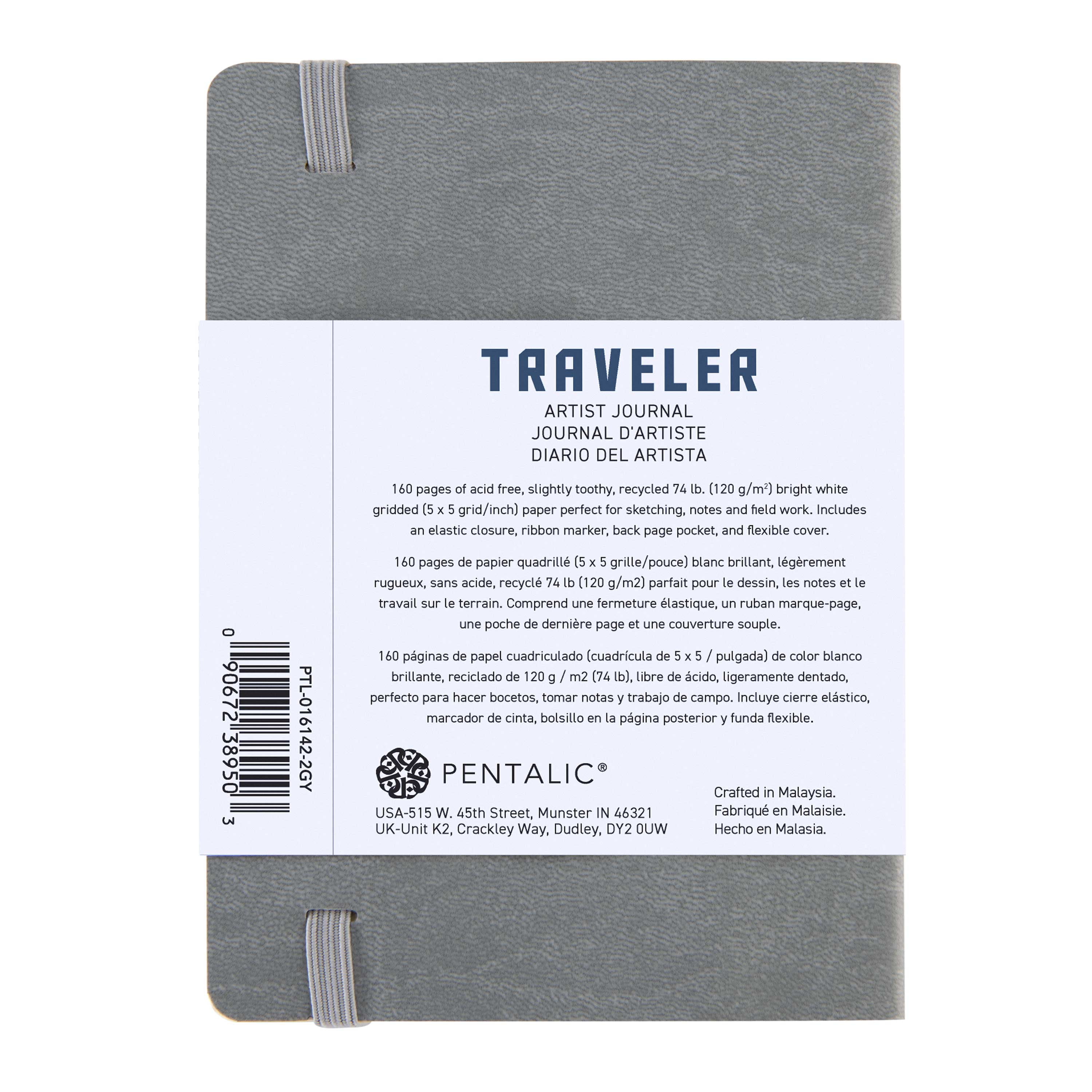 Pentalic Recycled Traveler's Sketchbook - 8-1/4 inch x 5-7/8 inch, Metallic Silver