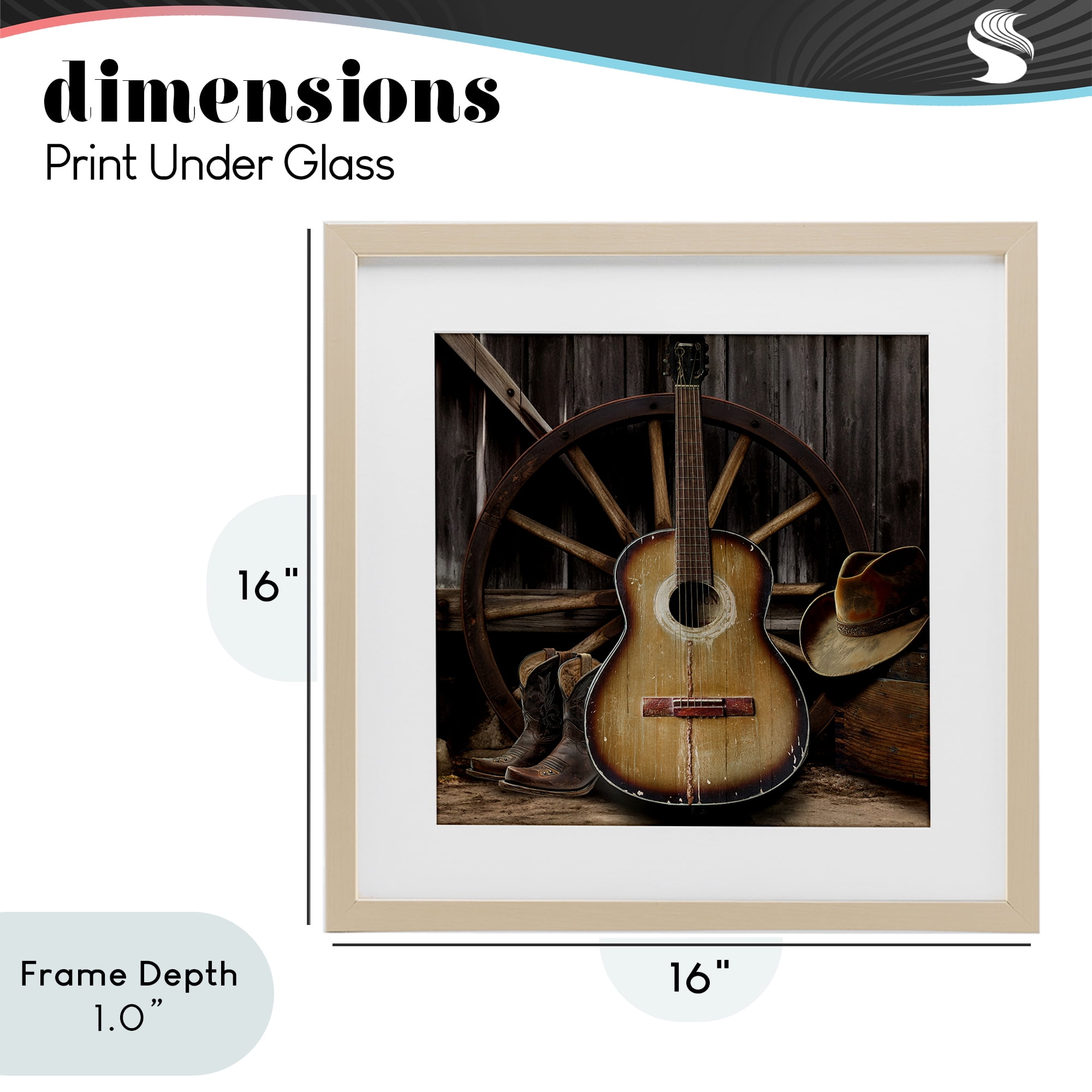 Stupell Industries Rustic Western Guitar with Hat Birch Framed Print Under Glass, design by CAD Designs