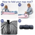 thumbnail image 5 of KAINSY Personalized Rabbit Toddler Girls Nap Mat Sleeping Mat for Daycare, Soft and Cozy Blue Kids Sleeping Bag with Pillow & Blanket for Preschool Kindergarten, Custom Name Easy Carry Napsack, 5 of 8