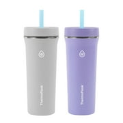 ThermoFlask 32oz Insulated Standard Straw Tumbler, 2-pack (Gray)