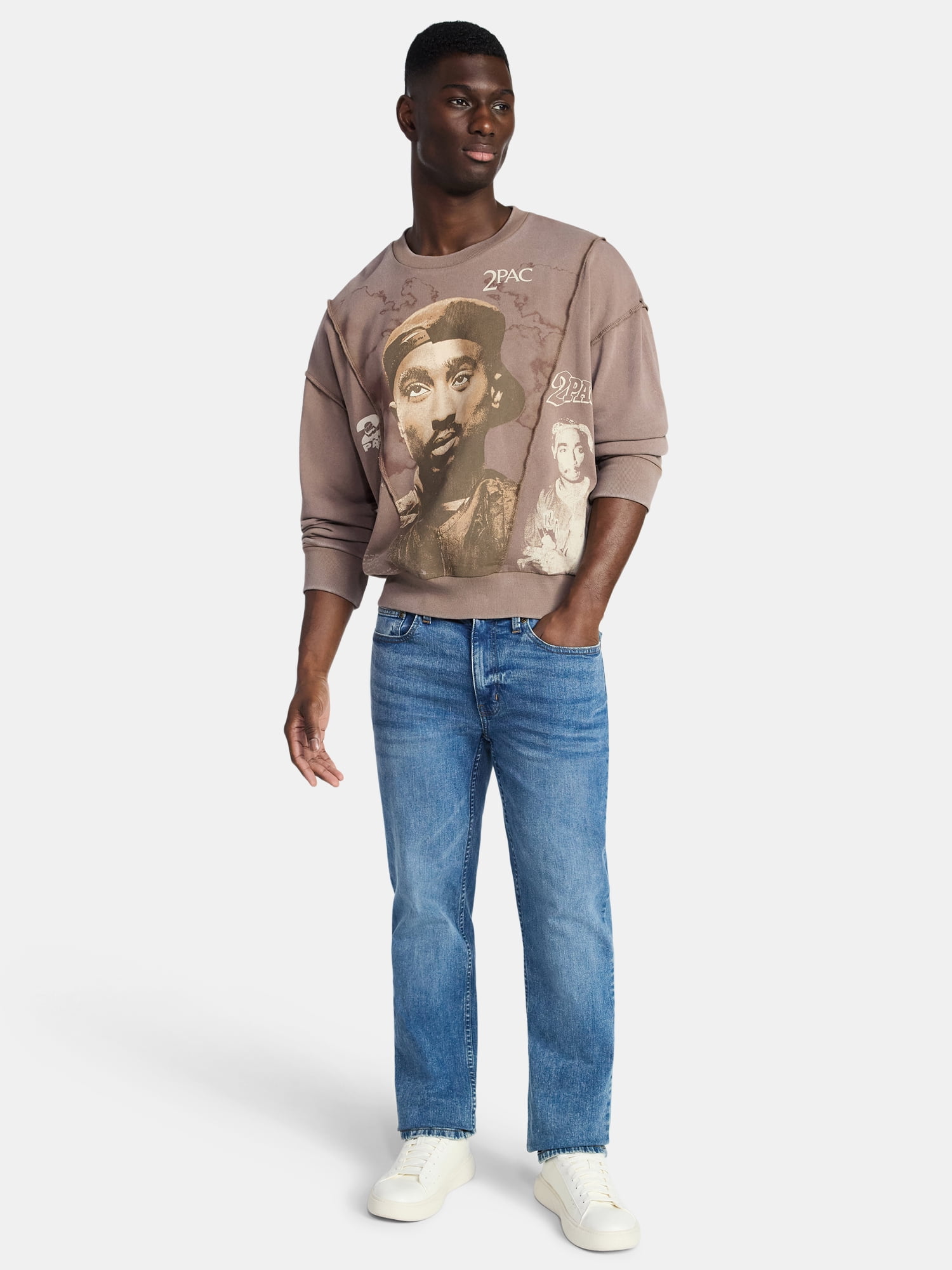 Tupac Men's and Big Men's Crewneck Sweatshirt with Long Sleeves, Sizes XS-3XL