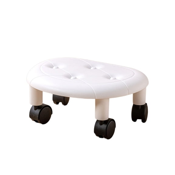 Rolling Stool with Wheels, Padded PU Leather Seat, Mobile Low Stool on Casters for Cleaning, Garage, Home Use