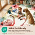 thumbnail image 4 of Design&I 9'x12' Washable Area Rug Sleek Flatweave Pet Friendly Symmetrical Botanical Motif Frame Border Boho Vintage Blooms for Master Suite, Under Bed, 4 of 7