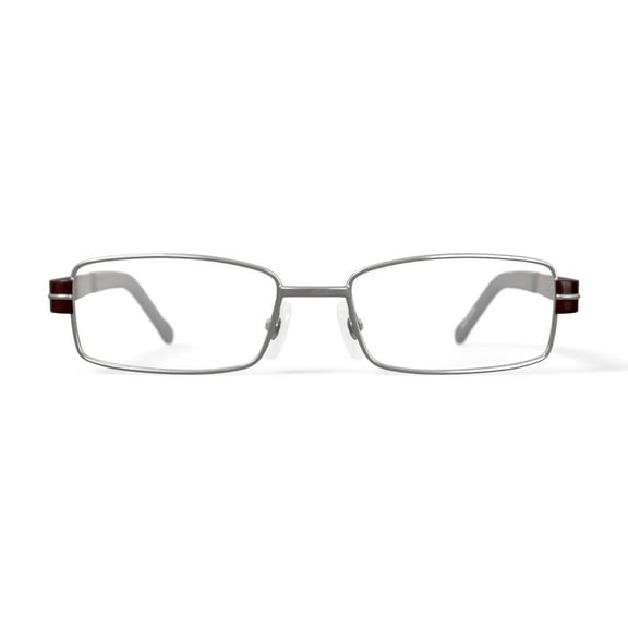 Contour Men's FM9214 Rectangular Prescription Eyeglasses with Case, Shiny Silver