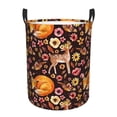 thumbnail image 1 of Balery Woodland Creatures Floral Cesta de ropa redonda con asas, impermeable, independiente, para ropa, juguetes, dormitorio y familia-Small, 1 of 6