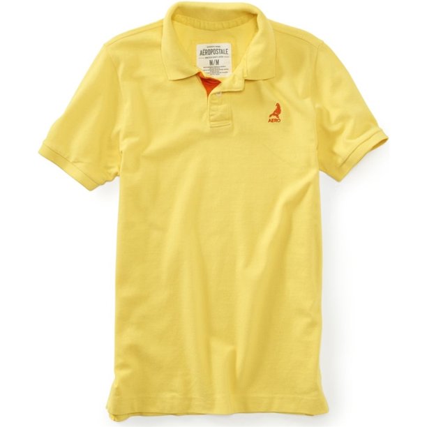 Polo de rugby Aeropostale de piqué con solapa en contraste para hombre, color amarillo, extragrande
