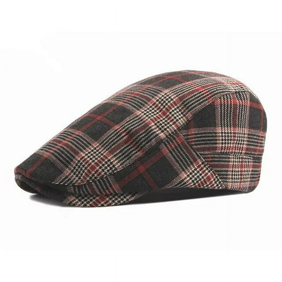 SikaFu Spring Summer Plaid Newsboy Caps Men Cotton Flat Peaked Cap Women Painter Beret Hats 26