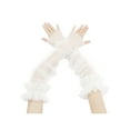 thumbnail image 1 of Guantes sin dedos de malla transparente con mangas de tul rizadas para mujeres INSPIRE CHIC, 1 par, blancos, talla única, 1 of 6