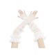 thumbnail image 1 of Guantes sin dedos de malla transparente con mangas de tul rizadas para mujeres INSPIRE CHIC, 1 par, blancos, talla única, 1 of 6