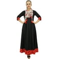thumbnail image 3 of Bimba Black Anarkali Kurti Long Flared Cotton Kurta Indian Ethnic With Scarf-4, 3 of 8
