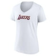 thumbnail image 2 of Women's  White Los Angeles Lakers Wordmark Home V-Neck T-Shirt, 2 of 3