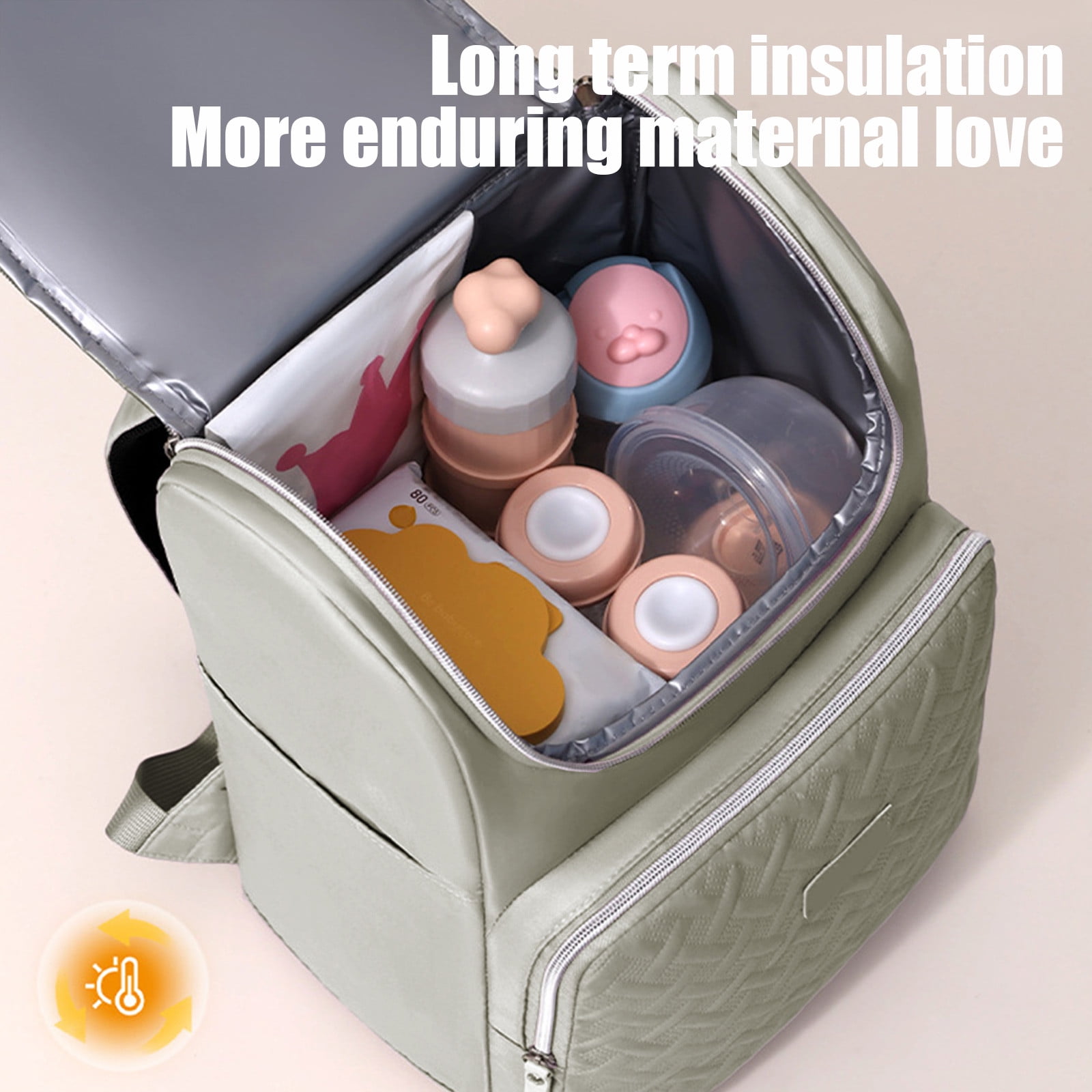 Insulated Diaper Bag Backpack Large Capacity Multi Pocket Travel Mom Baby Supplies Organizer