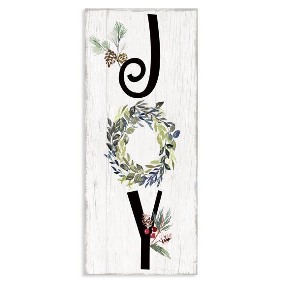 Stupell Industries French Country Joy Seasonal Botanical Wreath Canvas Art, 13 x 30, by Kristen Brockmon