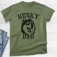 thumbnail image 2 of Husky Dad T-shirt, Unisex Men's Shirt, Siberian Husky Owner, Best Dog Dad Gift, Heather Military Green, Medium, 2 of 6