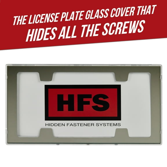 License Plate Glass Cover and Support that HIDES ALL SCREWS / MIRROR