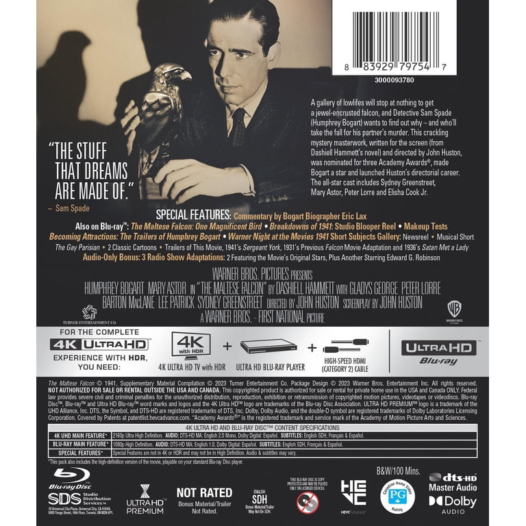 Warner Bros, The Maltese Falcon, 4K Ultra HD + Blu-ray, Drama