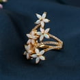 thumbnail image 2 of Silver & Stone Jewels Trendy 14K Yellow Gold Finish Marquise Cut Lab Created Fire Opal Flower Cluster Ring, 2 of 5