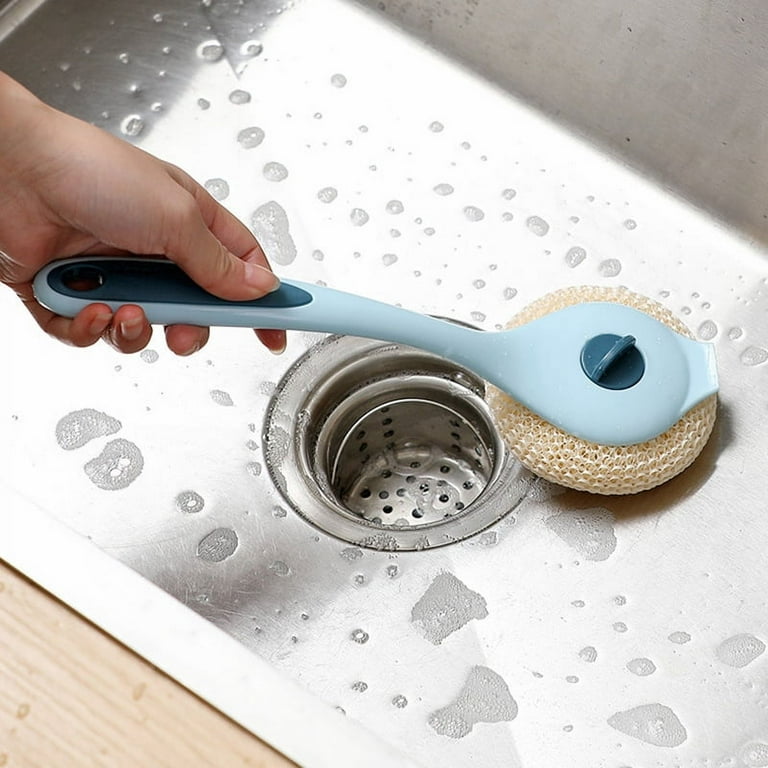 Cleaning Kitchen Scrub Brush Long Handle Hanging Pan Bowl Kitchen Sink  Cleaning Brush For Kitchen Blue 