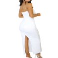 thumbnail image 4 of Femmes Bodycon Robes Spaghetti Sangle Sans Manches Serré Robe Longue Slit Club Partie Robe Blanche, 4 of 5