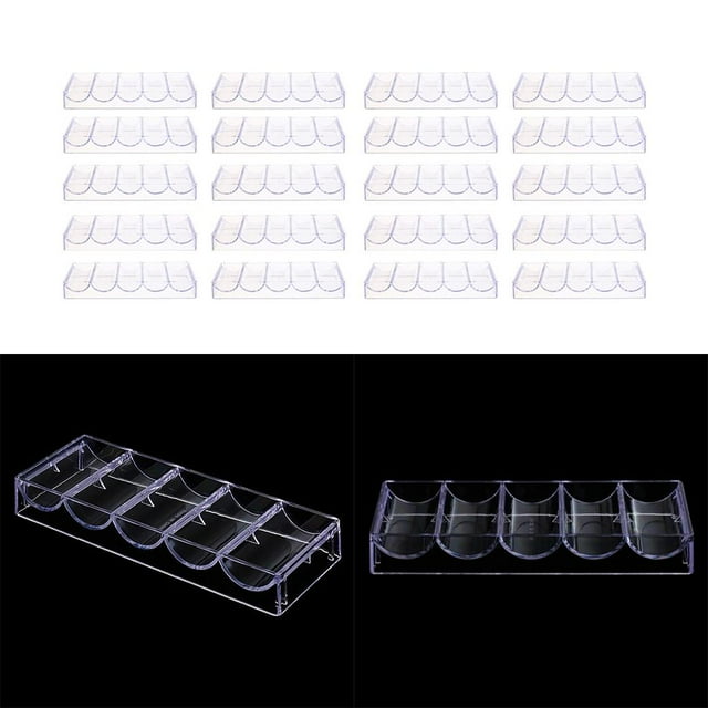 20x Accesorios de acrílico del casino del envase del tenedor del caso del almacenamiento de la bandeja de la viruta de póker Macarena Bandeja de fichas de póker
