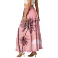 thumbnail image 4 of LWavelet Women Floral Print Tiered Maxi Skirt Elastic Waist With Pockets Boho Summer Long Skirt Pink S, 4 of 6