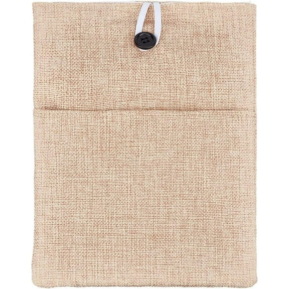 Cloth Cotton & Linen Book Sleeve with Button & Front Pocket Book Protector Fabric Book Covers for Book Lovers Rectangle BurlyWood 25x19x1.45cm