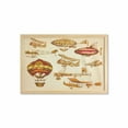 thumbnail image 1 of Aviation Wall Art with Frame, Vintage Old Flying Objects Hot Baloons Planes Parachutes Print, Printed Fabric Poster for Bathroom Living Room, 35" x 23", Sand Brown Mustard, by Ambesonne, 1 of 2