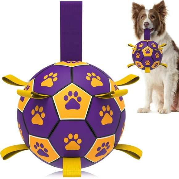 Balón de fútbol para perros QDAN con correas para perros medianos y grandes