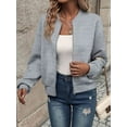 thumbnail image 5 of Womens Jacket Coat Casual Stand Collar Zip Up Fall Fashion Jackets Outfits with Pockets Grey M, 5 of 8