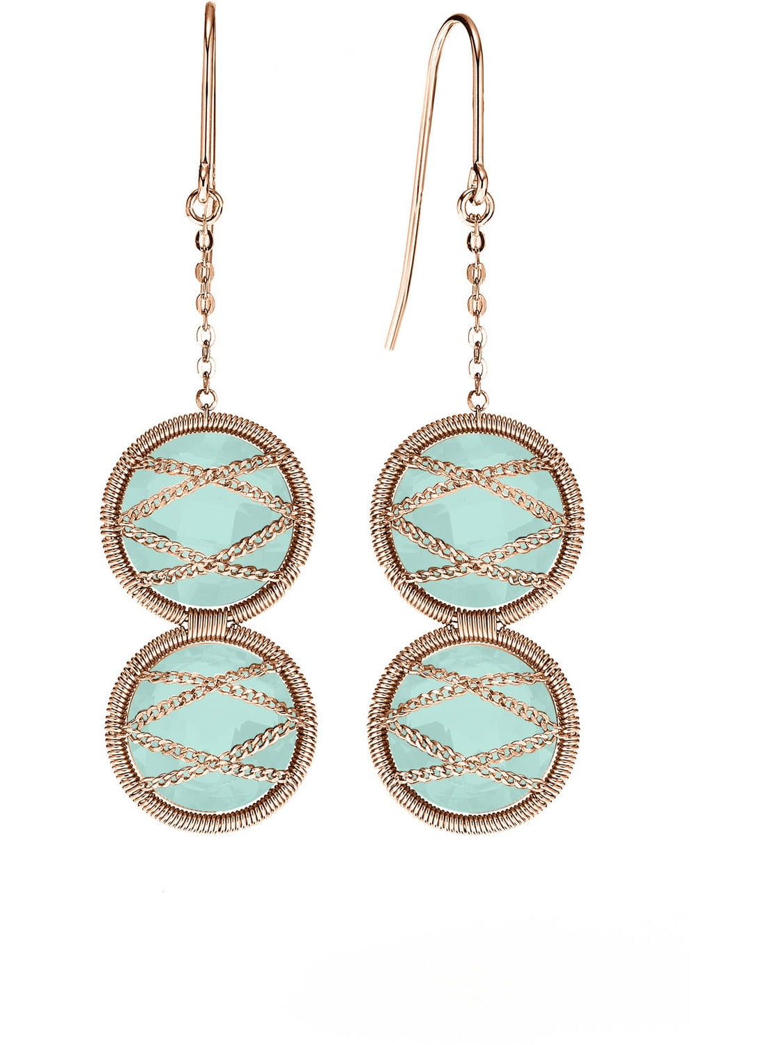 5th & Main Rose Gold over Sterling Silver Hand-Wrapped Double Chalcedony Stone Earrings by Generic
