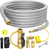 18 FT Quick Connect Propane Hose for RV to Gas Grill, RV Quick Connect with 1/4" Safety Shutoff Valve, LP Quick Disconnect Propane Hose with Elbow Adapter for Blackstone 17"/22" Griddle