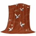 thumbnail image 6 of Japanese Style Blanket Soft Cozy Warm Twin Blanket for Bed, Plush Fuzzy Flannel Fleece Blankets for Sofa, Vintage Art Cranes Ocean Wave Red Throw Blankets for Couch, Gifts for Men, 60"x80", 6 of 9
