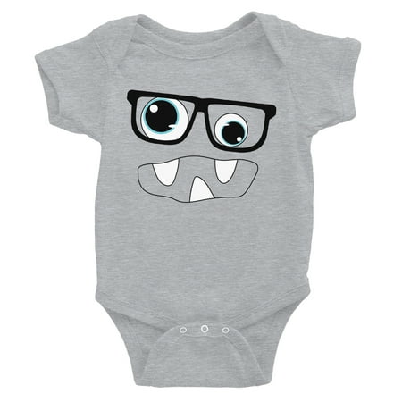 

Monster With Glasses Baby Bodysuit Gift Grey