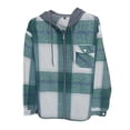 thumbnail image 4 of Mens Plaid Flannel Hooded Shacket, Long Sleeve Casual Zip up Oversized Hoodie Jacket, Loose Fit Everyday Streetwear Outerwear Green, 4 of 5