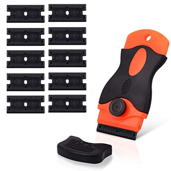 CANOPUS Plastic Razor Blade Scraper with 10 Double Edged Plastic Replacement Blades