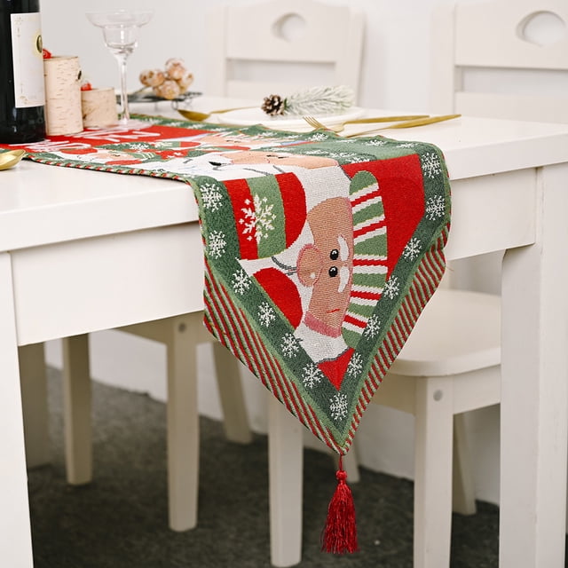 Xihbxyly Camino de Mesa Navideño, Tejido de Punto Rojo y Gris, Lino Resistente Al Calor, Decoración Festiva para El Hogar, Decoración para Fiestas de Invierno, Fácil de Limpiar, Tamaño 180 X 35 Cm, 1