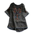 thumbnail image 2 of Aloohaidyvio 2024 Mexican Shirts Peasant Blouses Cotton Embroidered 3/4 Sleeve Bohemian Tops Boho Clothes for Women Summer Fiesta, 2 of 6