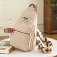 thumbnail image 4 of Bolso De Hombro Bolso bandolera de PU de hombro compuesto duradero para el ocio diario (Beige), 4 of 5