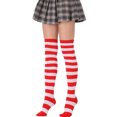 thumbnail image 3 of Women Girls Thigh High Socks Multicolor Wide Striped Printed Over the Knee Long Stockings Anime Cosplay Leg Warmers, 3 of 19