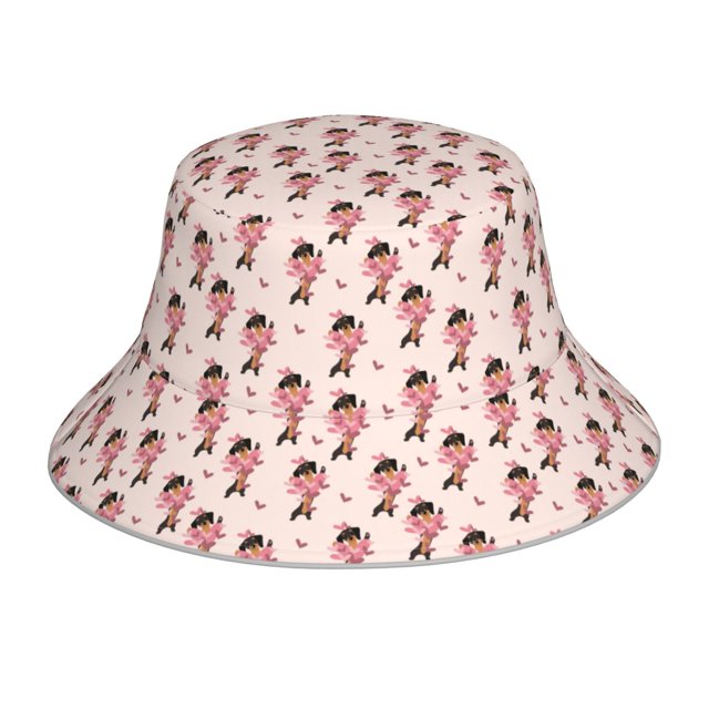 Fotbe Dachshund Dog Heart Sombrero Tipo Pescador con Estampado – Sombrero de Sol de Algodón de Moda para Playa, Golf, Pesca