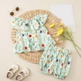 thumbnail image 5 of CAUYDY Toddler Girls Clothes Baby Girl Summer Outfits Ruffle Sleeveless Linen Shirt Kid Short Set for Girls 6-9M 12-18M 2T 3T 4T 5T 6T 7T (Sizes 4-5 Years,D01-Green), 5 of 6