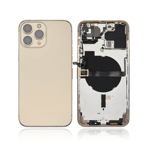 Replacement Back Housing W/ Small Components Pre-Installed Compatible For iPhone 13 Pro Max (No Logo) (Aftermarket Plus) (International Version) (Gold)