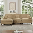 thumbnail image 5 of Modular L Shaped Sectional Couch with Ottoman, Chaise Lounge Sofa with Removable Ruffles Pleats Skirts, 3-Seat Deep Seat Sofa for Living Room, Light Coffee, 5 of 7